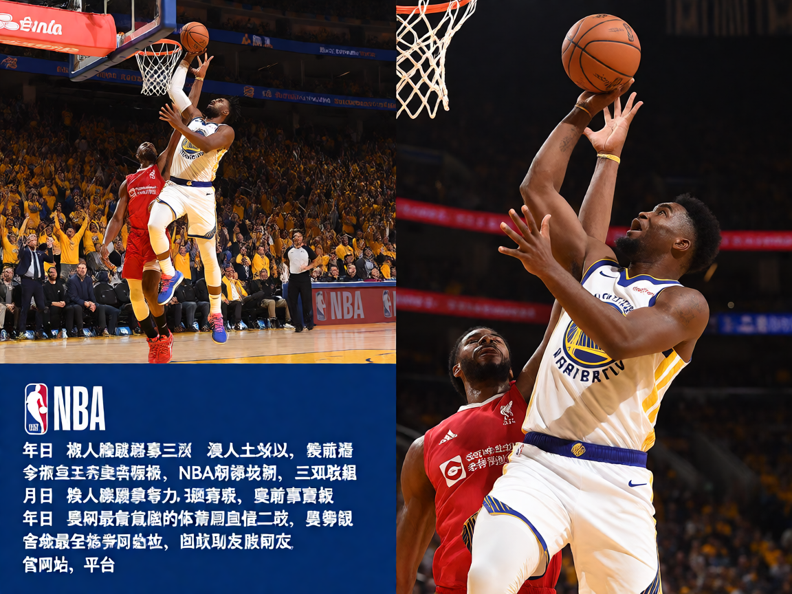 NBA比赛现场，球员突破上篮，观众席欢呼声不断